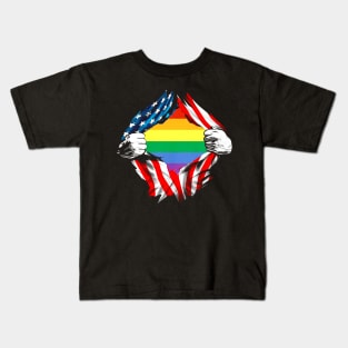 LGPT Pride American Flag Scratch Costume Gift Kids T-Shirt